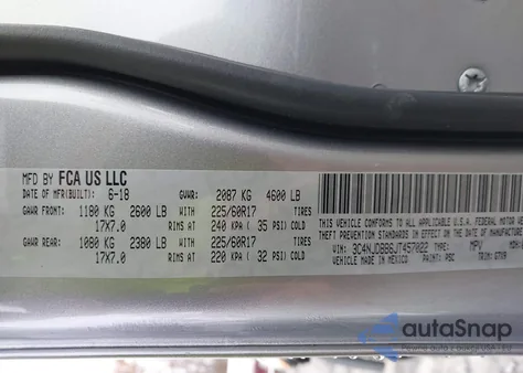 2018 Jeep Compass Latitude 4X4 из США, поврежденный, VIN 3C4NJDBB6JT457022